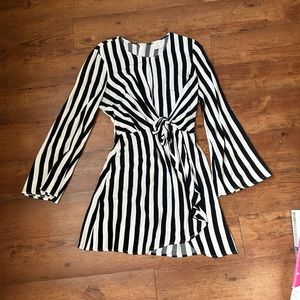 Black and white striped mini dress